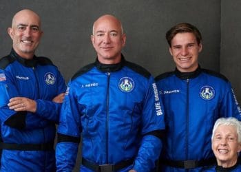 Jeff Bezos blasts off into suborbital space.